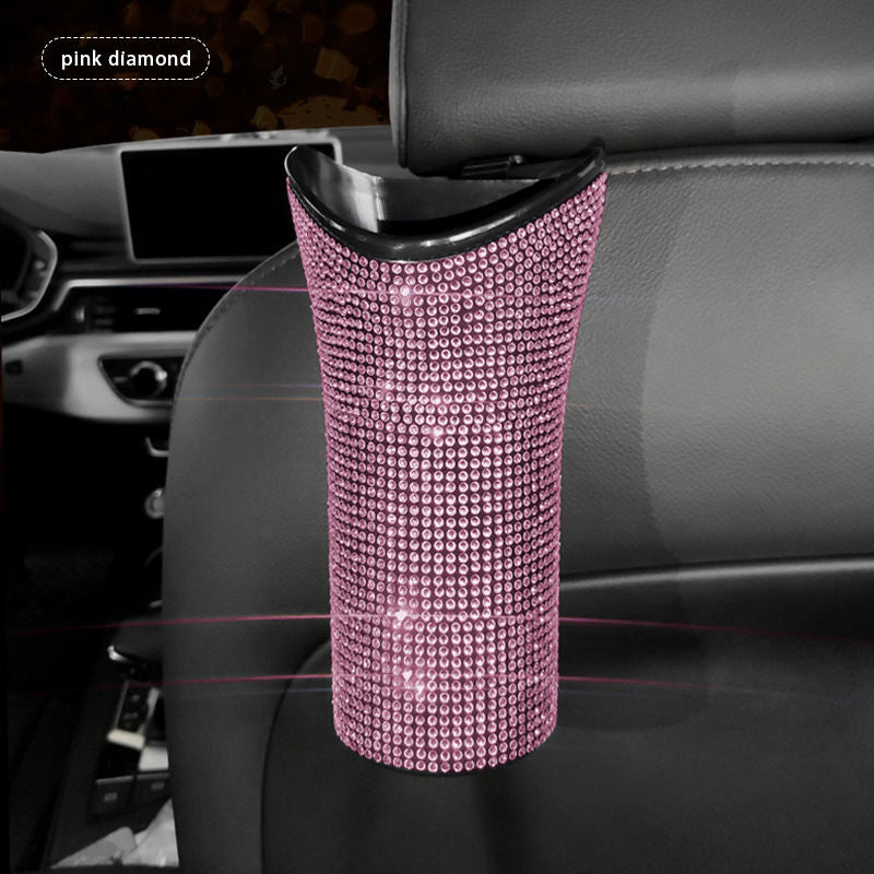 Shining Auto Inside Umbrella Bling Storage Box - Car Seat Back Organizer Cup Holder Garbage Can Umbrella Rack Holder, Car Accessories - Delicate Leather