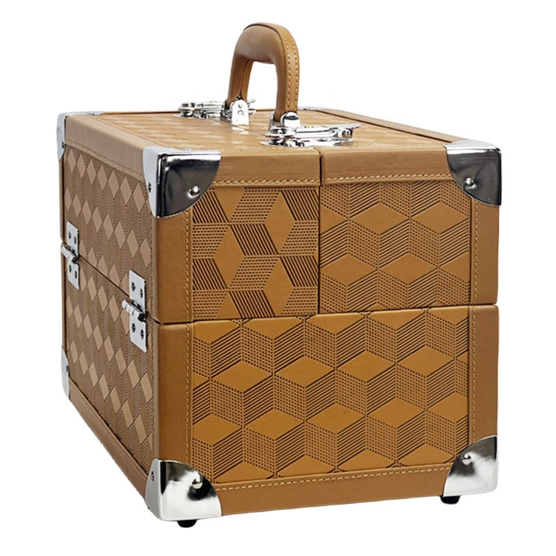 Customized Leather Makeup Traveling Case - Train Case Cosmetic Beauty Vanity Organizer Storage Box for Lady Artists - Delicate Leather