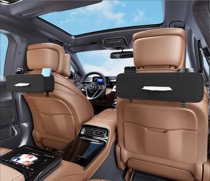 Leather Car Seat Back Insulation Storage Bag - Multi-Pocket Thermal Cooler Travel Car Accessories Organizer, Custom Fit For Your Cars - Delicate Leather