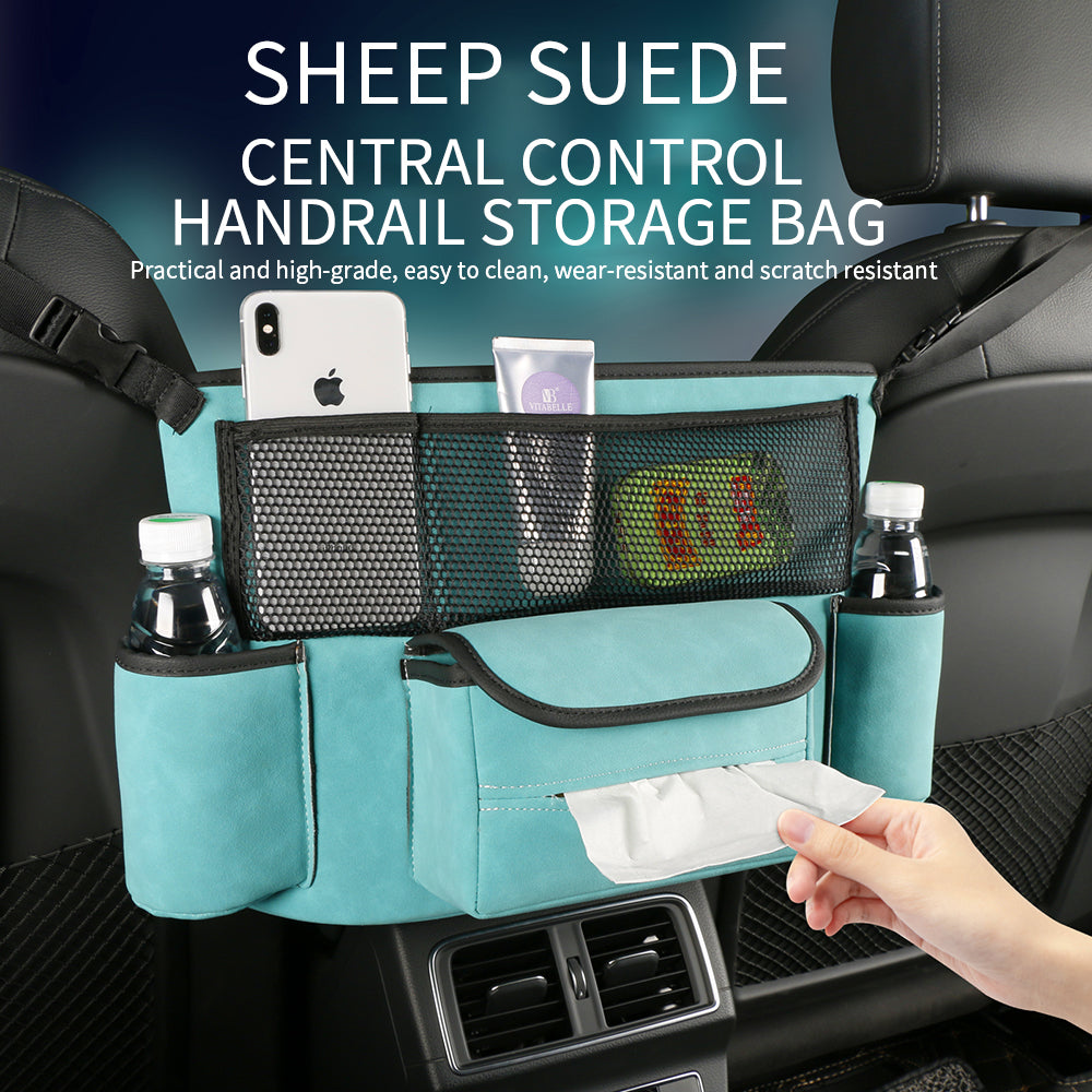 Sheep Suede Car Storage Organizer - Back Seat Pocket Handbag Holder, Custom Fit For Your Cars, Car Accessories - Delicate Leather