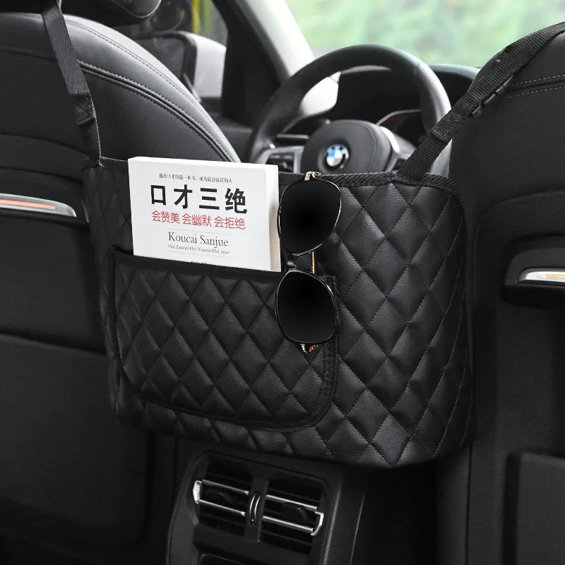 Crystal Rhinestone PU Leather Car Storage Bag Organizer - Delicate Leather