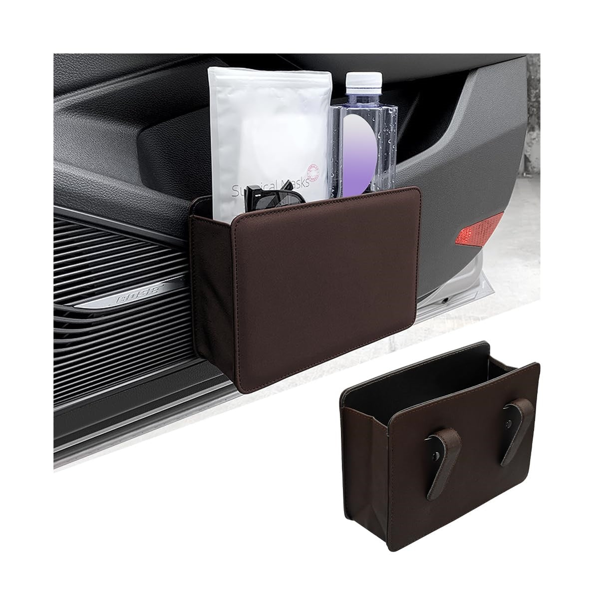 Car Trash Bin - Portable Leak Proof Waterproof Leather Foldable Mini Car Trash Can, Car Accessories