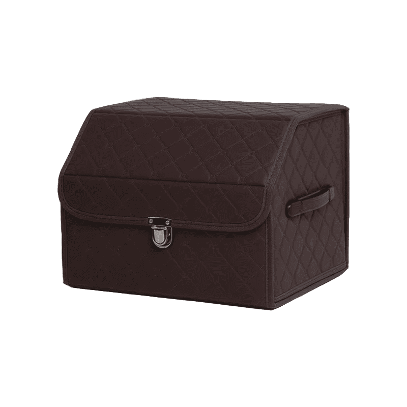 Foldable Car Trunk Storage Box Organizer with Lid, Handle, and PU Storage Bag for Large-Scale Car Storage - Delicate Leather