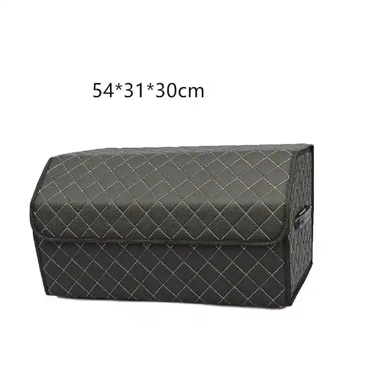 Collapsible Car Trunk Organizer PU Leather, Cargo Organizer SUV Trunk Storage Waterproof Collapsible Durable Multi Compartments - Delicate Leather