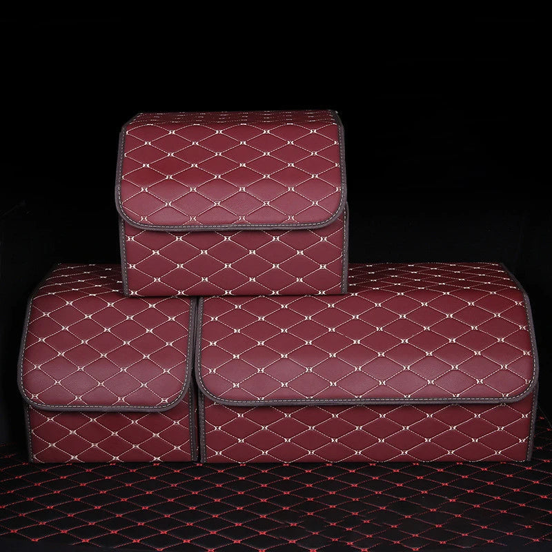 Foldable and Detachable High-Quality Car Trunk Organizer - Delicate Leather