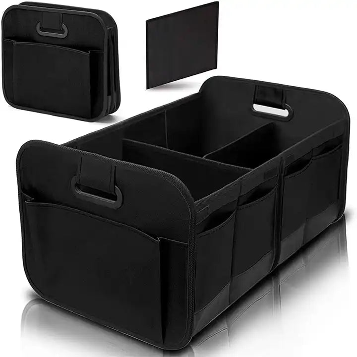 Car Trunk Storage Organizer Box, Cargo Organizer SUV Trunk Storage Waterproof Collapsible Durable Multi Compartments - Delicate Leather