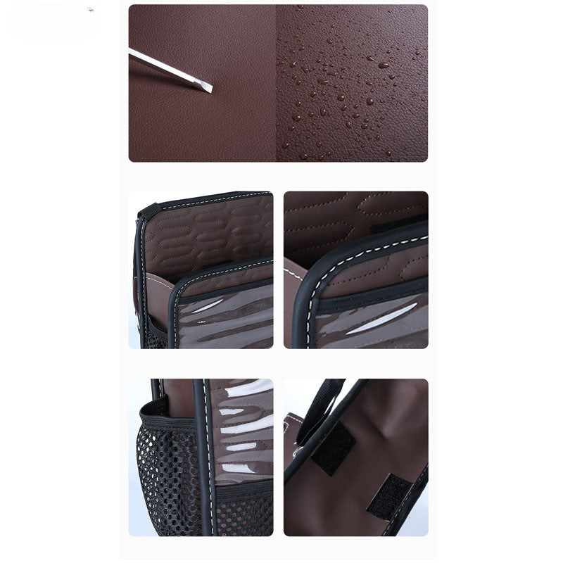 Car Leather Multi-Pocket Handbag Holder - Seat Storage Between Seat Organizer, Kid and Pet Barrier - Delicate Leather