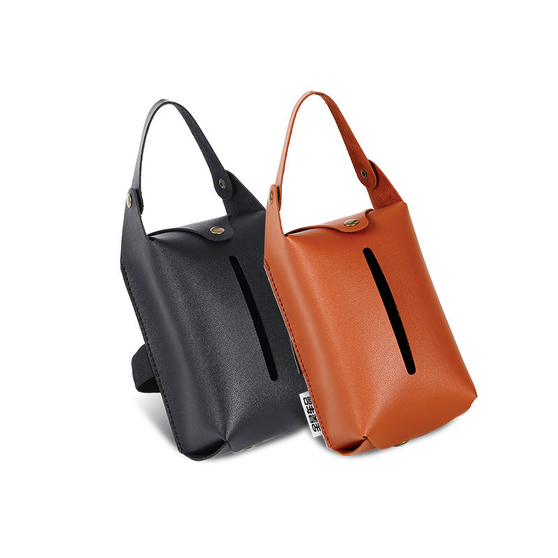 Factory Custom Collapsible Car Trash Can and Hanging Tissue Bag - Set Of 4 - Delicate Leather