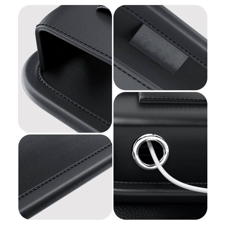 Car Seat Gap Filler Organizer, Custom For All Cars, Universal PU Leather Console Side Front Seat Storage Box - Car Seat Gap Filler and Organizer - Delicate Leather