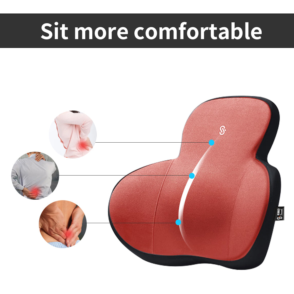 Car Headrest Back Brace Massager and Ergonomic Lumbar Support Pillow - Delicate Leather