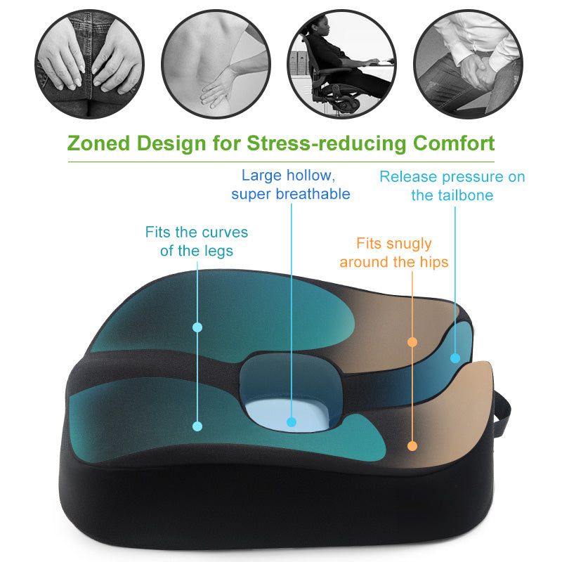 New Memory Foam Seat Cushion Ergonomic Pad Pillow for Office Chair - Delicate Leather