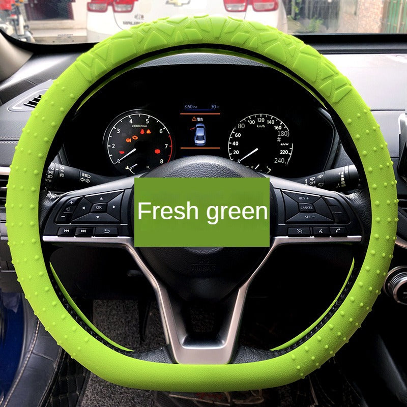 Custom Logo 13-16 Inch Round D Shape Universal Anti-Slip Silicone Colorful Sport Car Steering Wheel Cover
