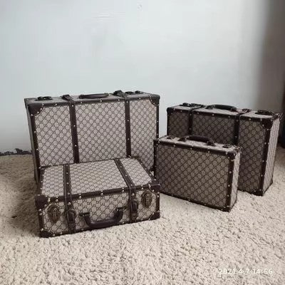 Classic Large Wooden Decorative Storage Trunk Set - 4 Pieces