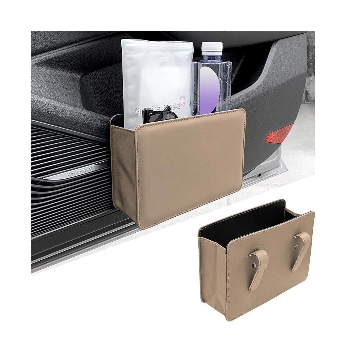 Car Trash Bin - Portable Leak Proof Waterproof Leather Foldable Mini Car Trash Can, Car Accessories