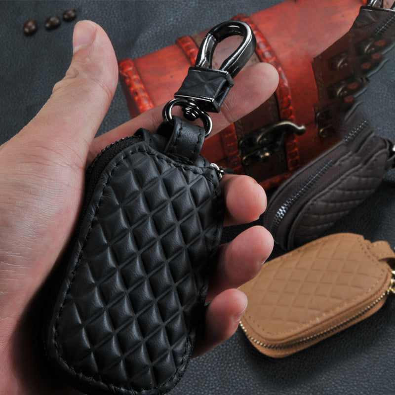 Custom Logo Universal Leather Portable Luxury Car Key Keychain Holder Case - Delicate Leather
