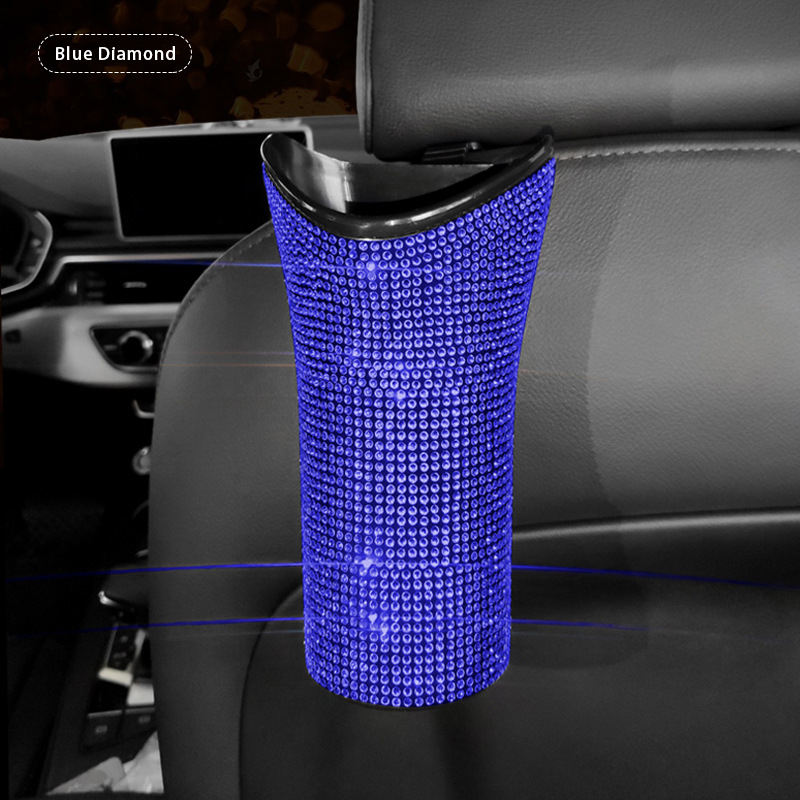 Shining Auto Inside Umbrella Bling Storage Box - Car Seat Back Organizer Cup Holder Garbage Can Umbrella Rack Holder, Car Accessories - Delicate Leather