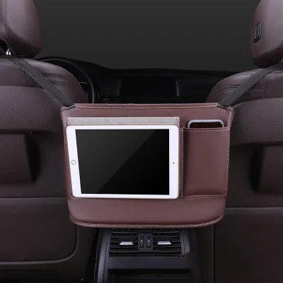 Leather Car Seat Handbag Holder - Large Capacity Storage Bag - Delicate Leather