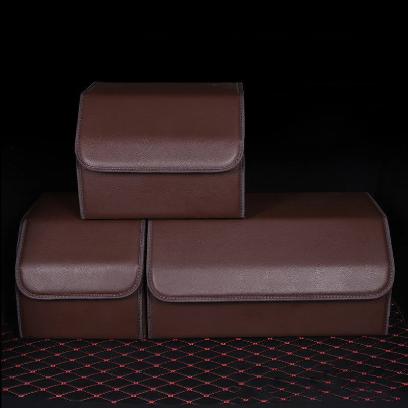 Foldable and Detachable High-Quality Car Trunk Organizer - Delicate Leather