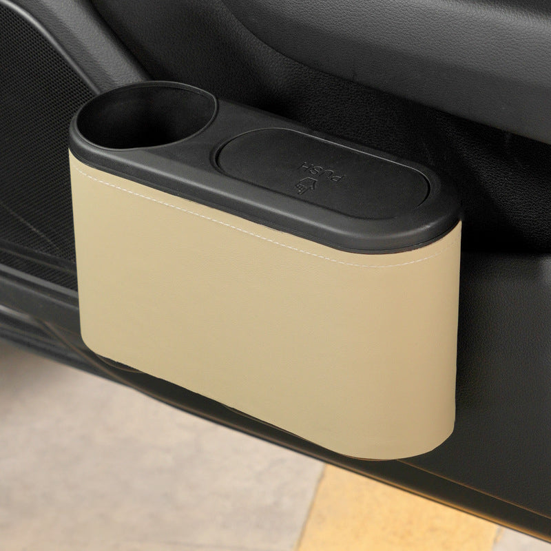 Car Side Trash Bin Hanging Vehicle Garbage Dust Case Storage Box - Delicate Leather