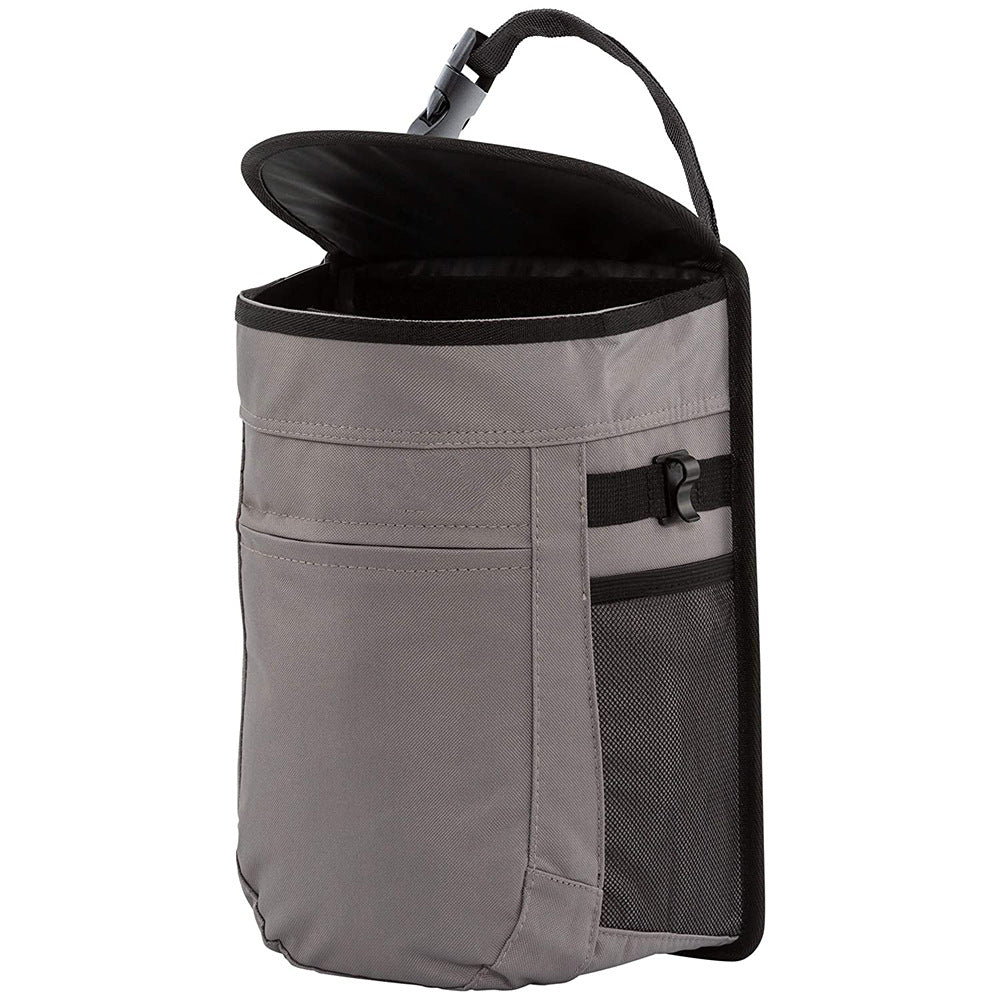 Spill-Proof 2.5 Gallon Hanging Car Trash Can with Lid - Odor Blocking and Removable Liner - Delicate Leather