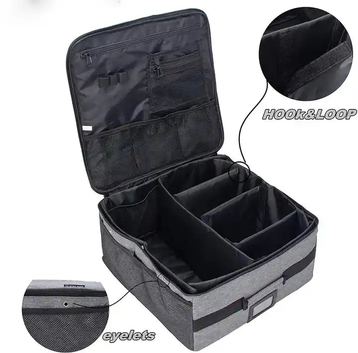 Collapsible Leather Cargo Storage Box, Cargo Organizer SUV Trunk Storage Waterproof Collapsible Durable Multi Compartments - Delicate Leather