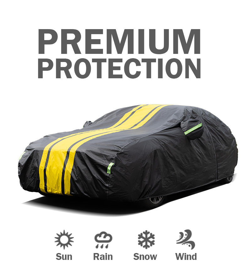 Universal Coated All Weather Protection Foldable Car Cover with Cotton - Sunscreen Heat Insulation Car Cover - Delicate Leather
