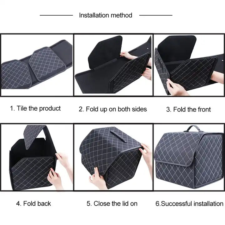 Big Trunk Organizer, Cargo Organizer SUV Trunk Storage Waterproof Collapsible Durable Multi Compartments LE12994 - Delicate Leather