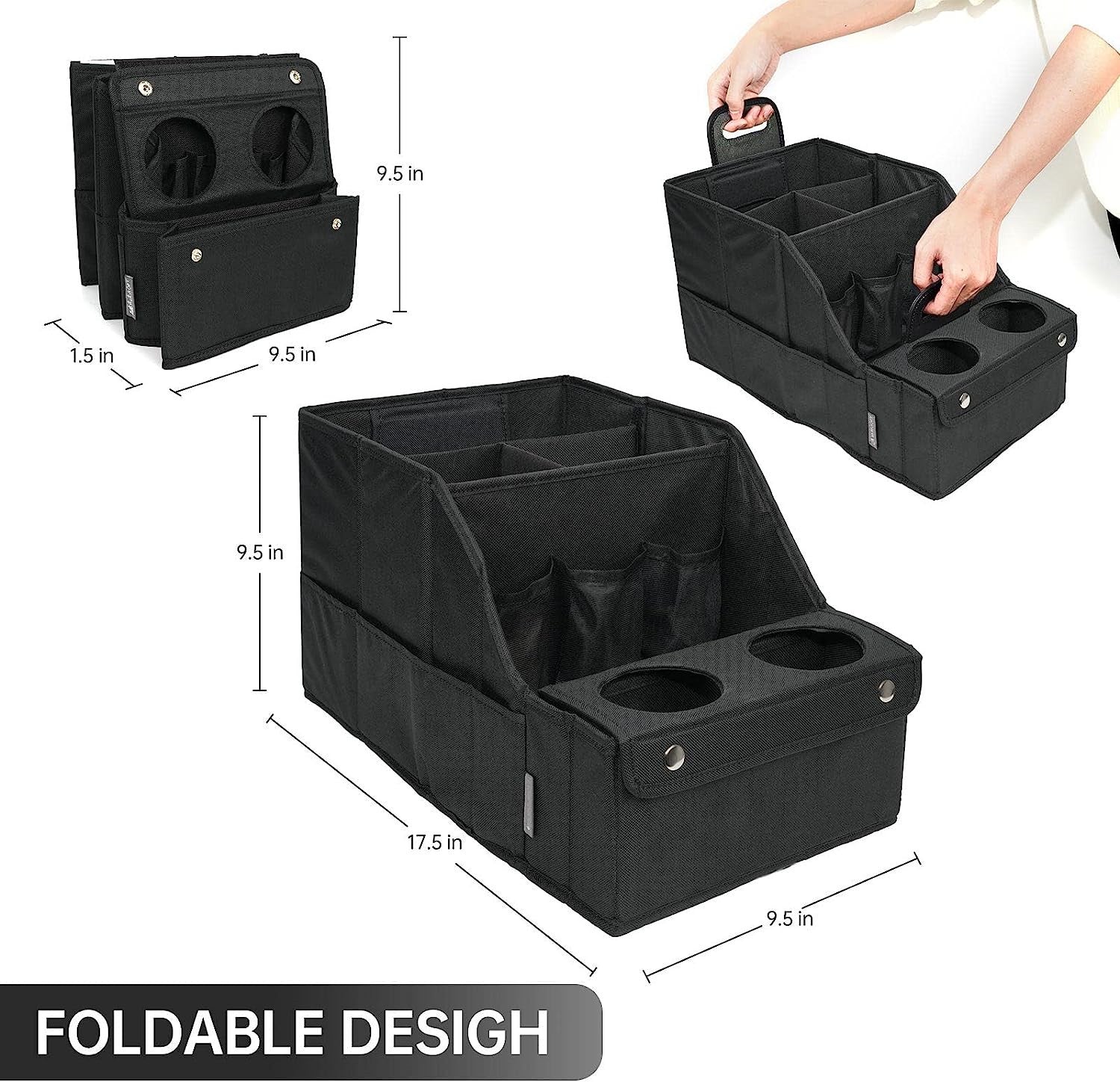 Backseat Car Seat Organizer with 11 Compartments, 2 Cup Holders, and 2 Oversized Side Pockets for Travel and Storage