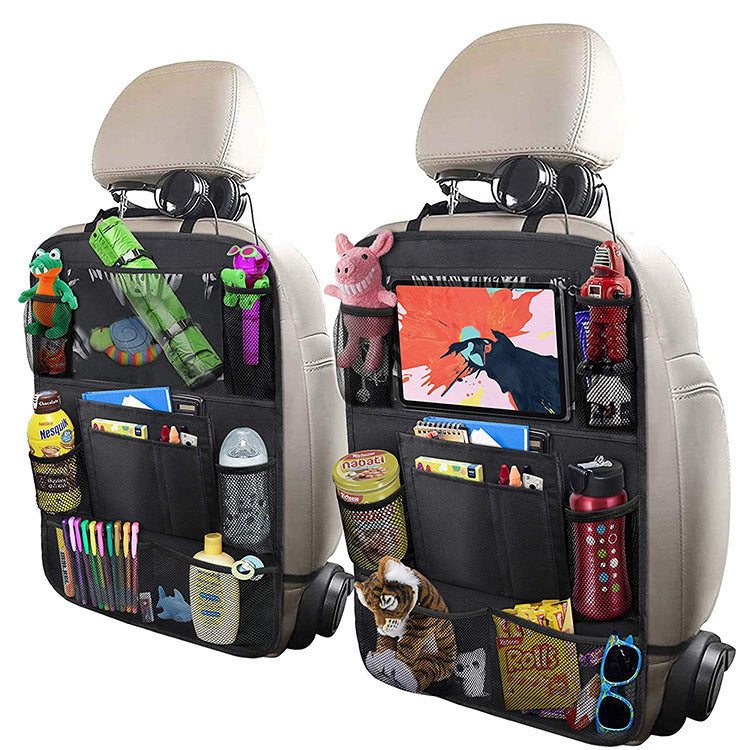 Newly Designed Washable Car Kick Mats - Two Pack Car Backseat Storage Bags, Custom Fit For Your Cars - Delicate Leather