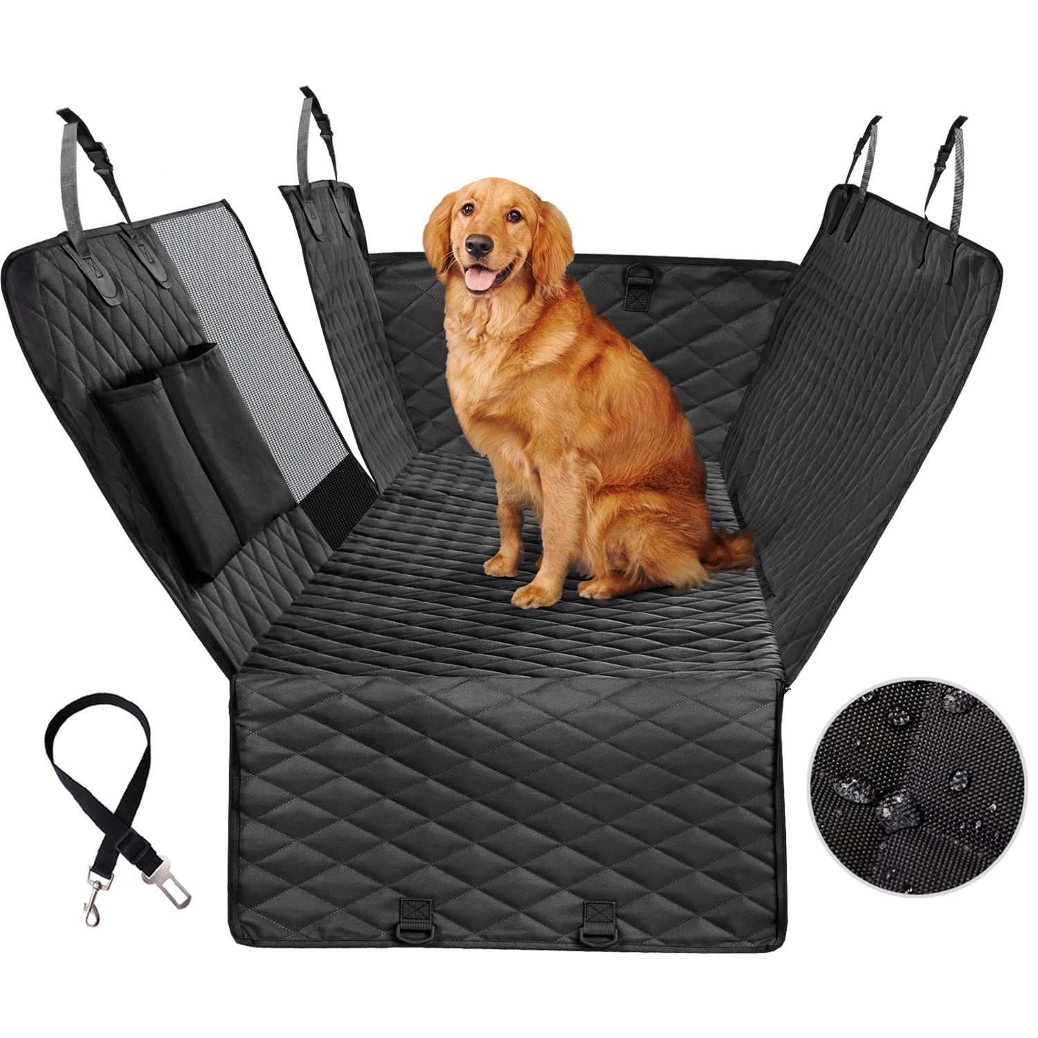 Durable Quilted Waterproof Pet Dog Hammock Carrier Car Seat Cover - Delicate Leather