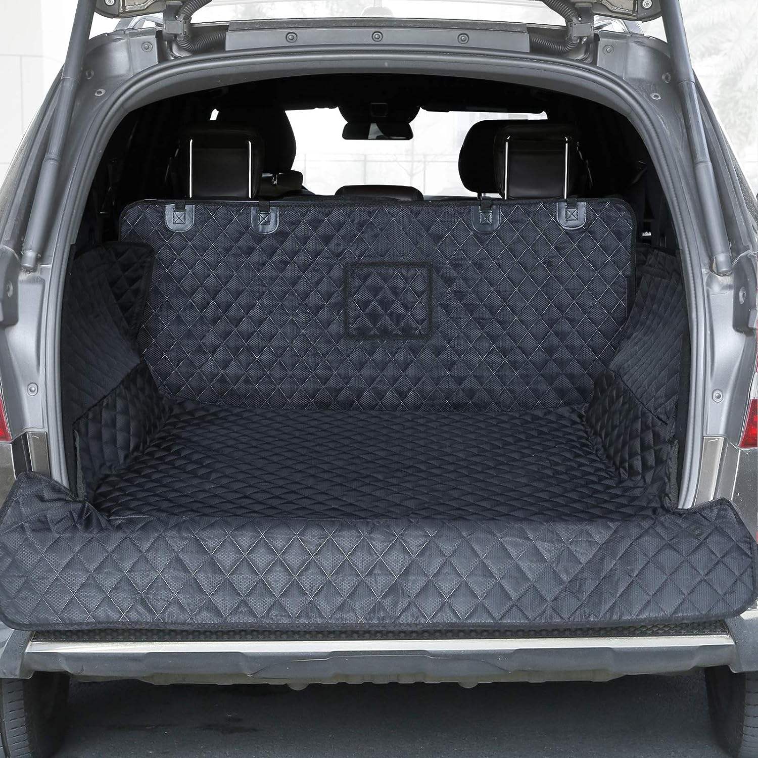 Car Interior Accessories - Dog Back Seat Cover Protector, Pet Cargo Cover, Dog Seat Cover Mat - Delicate Leather