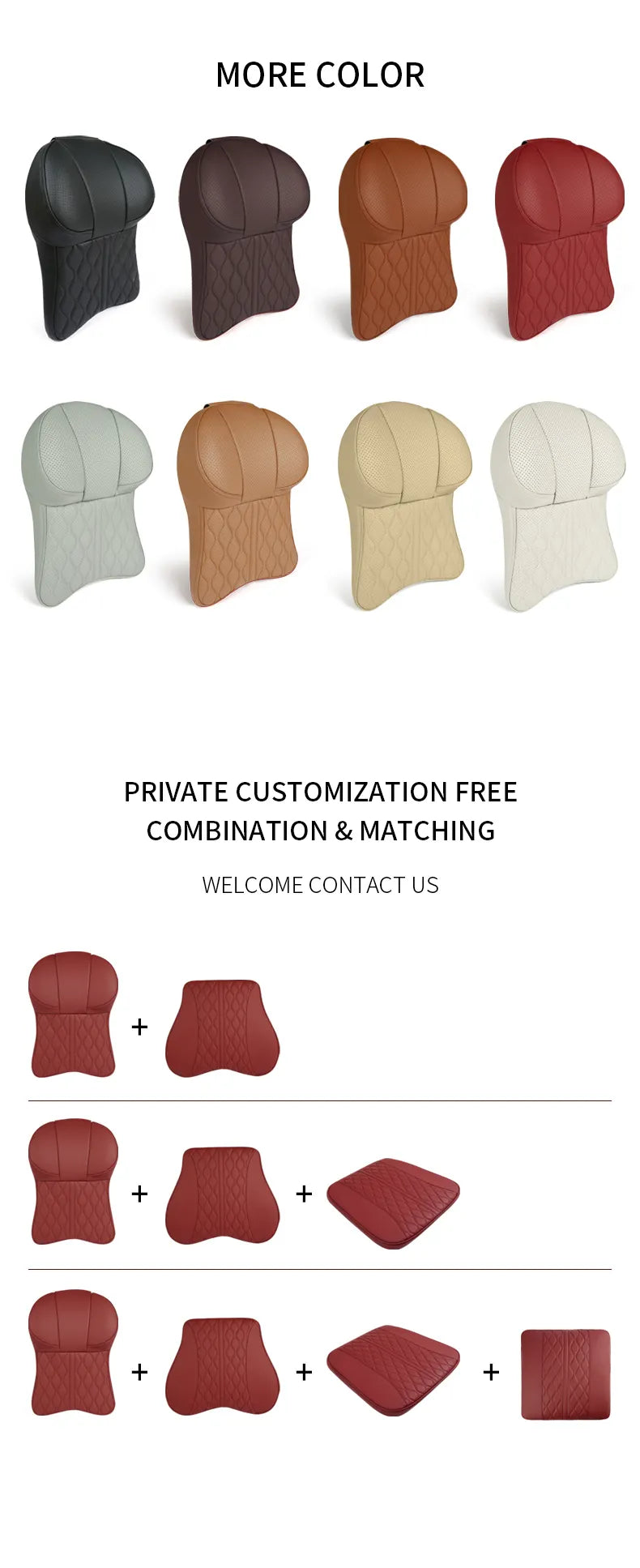 Delicate Leather PU Leather Memory Foam Set Car Neck Pillow and Lumbar Pillow Set for Enhanced Driving Comfort - Delicate Leather