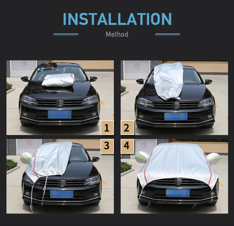 Universal Half Car Cover Waterproof Outdoor Oxford Car Cover Sun Rain UV Protection Dustproof Snowproof for SUV Sedan