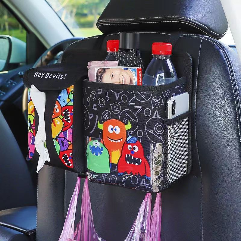 Foldable Cartoon Car Seat Back Ice Bag - Insulated Cooler Storage Hanging Bag with Cooler Bag, Custom Fit For Your Cars - Delicate Leather
