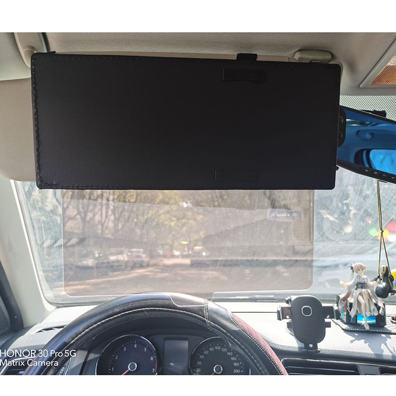 Retractable Universal Car Sun Visor Extender, Multifunctional Sunshade and UV Protector, Anti-Glare Goggles, High-Temperature Resistant, Durable PU+PC Material - Delicate Leather