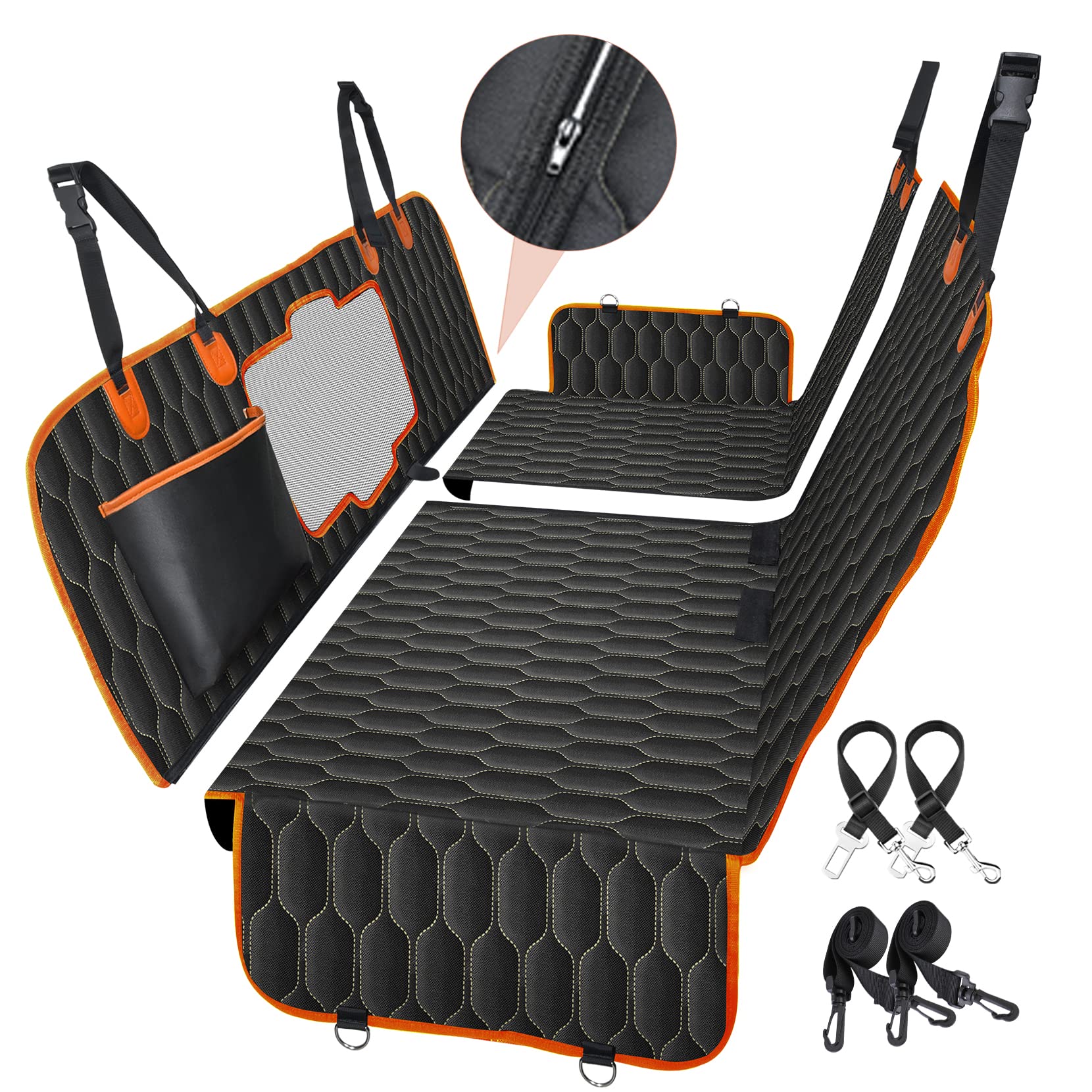 Durable Quilted Waterproof Pet Dog Hammock Carrier Car Seat Cover - Delicate Leather