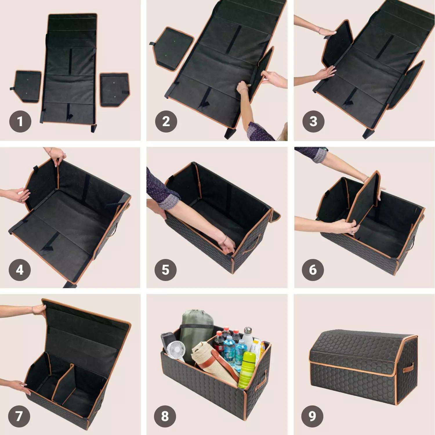 Multifunctional New Car Foldable Trunk Storage Box - Delicate Leather