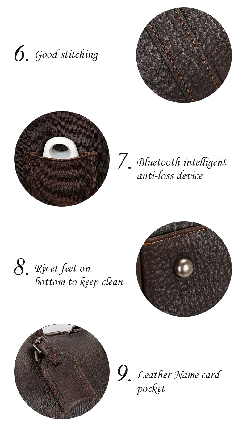 Large Capacity Vintage Men's Real Leather Cowhide Weekender Duffel Bag - Delicate Leather