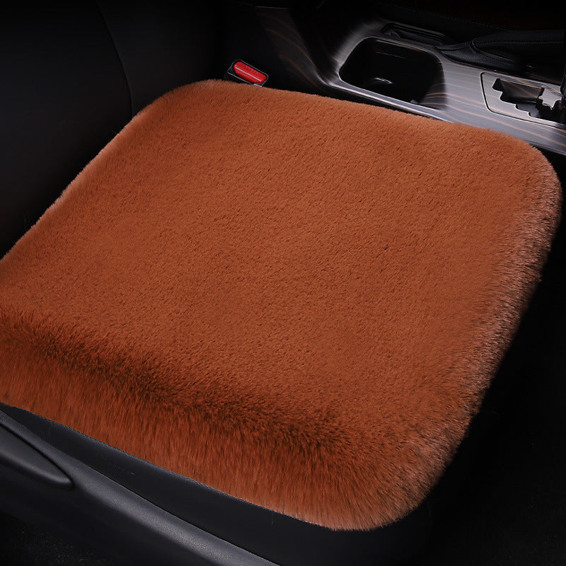 Luxury 9-Piece Set Fur Car Seat Cover Cushion with Neck Pillow for Winter - Delicate Leather