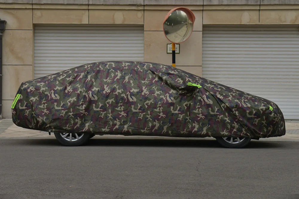 Oxford Cloth Winter Full Car Covers - Outdoor Waterproof Sun Rain Snow Protection UV Car Umbrella Camouflage - Delicate Leather