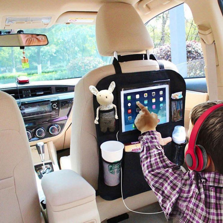 600D Oxford Cloth Auto Seat Protector - Travel Car Back Seat Organizer for Kids, Custom Fit For Your Cars, Car Accessories - Delicate Leather