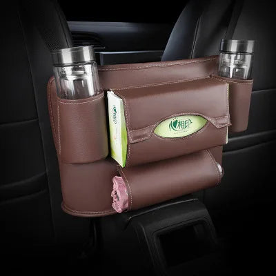 Leather Car Seat Handbag Holder - Large Capacity Storage Bag - Delicate Leather