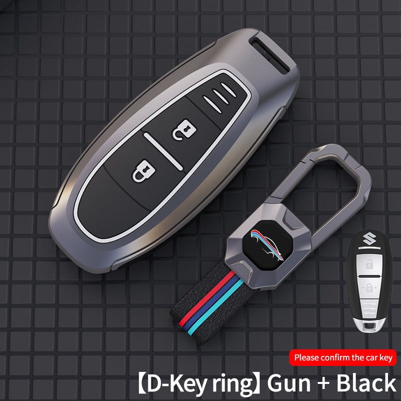 Car Key Case Full Cover Fob - Zinc Alloy Smart Leather Metal Key Cover for Car - Delicate Leather