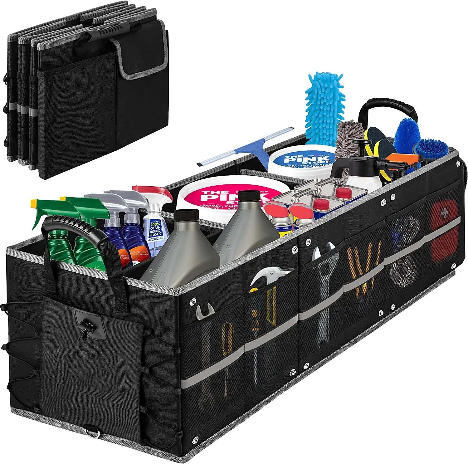 Premium Car Trunk Organizer with Removable Leak-Proof Cooler Bag - Delicate Leather