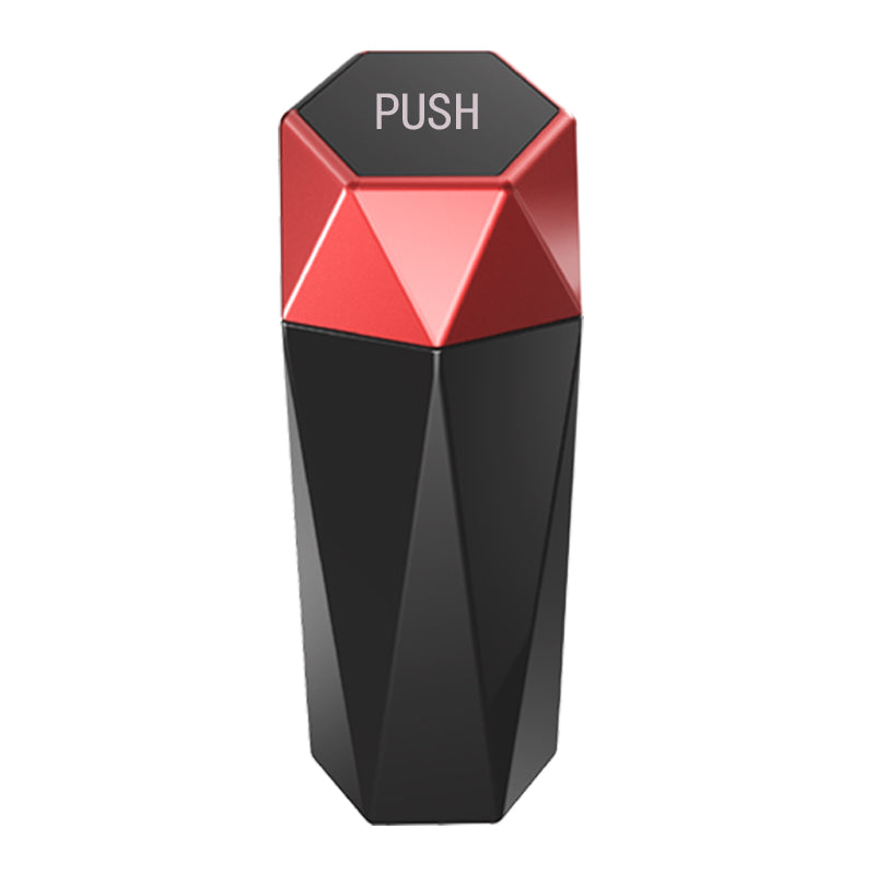 Diamond Shape Plastic Mini Office Home Auto Car Trash Garbage Can with Lid - Delicate Leather