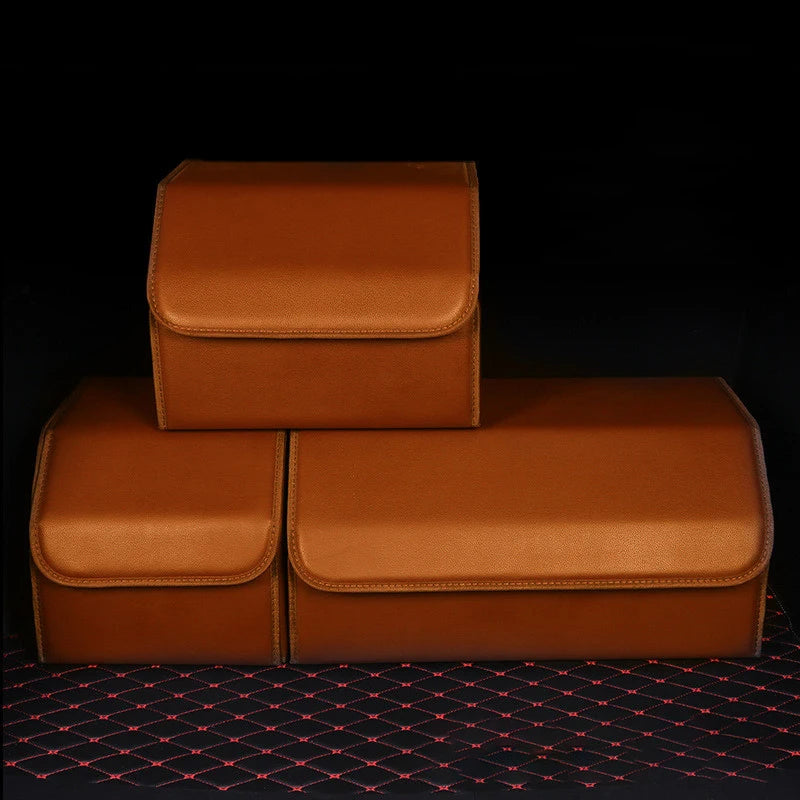 Foldable and Detachable High-Quality Car Trunk Organizer - Delicate Leather