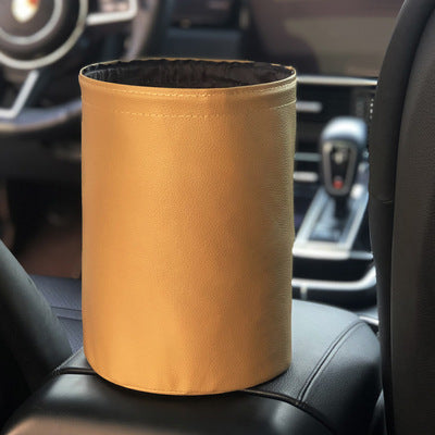 Car Storage Basket Interior Rubbish Container for Waste Organizer Holder - Delicate Leather