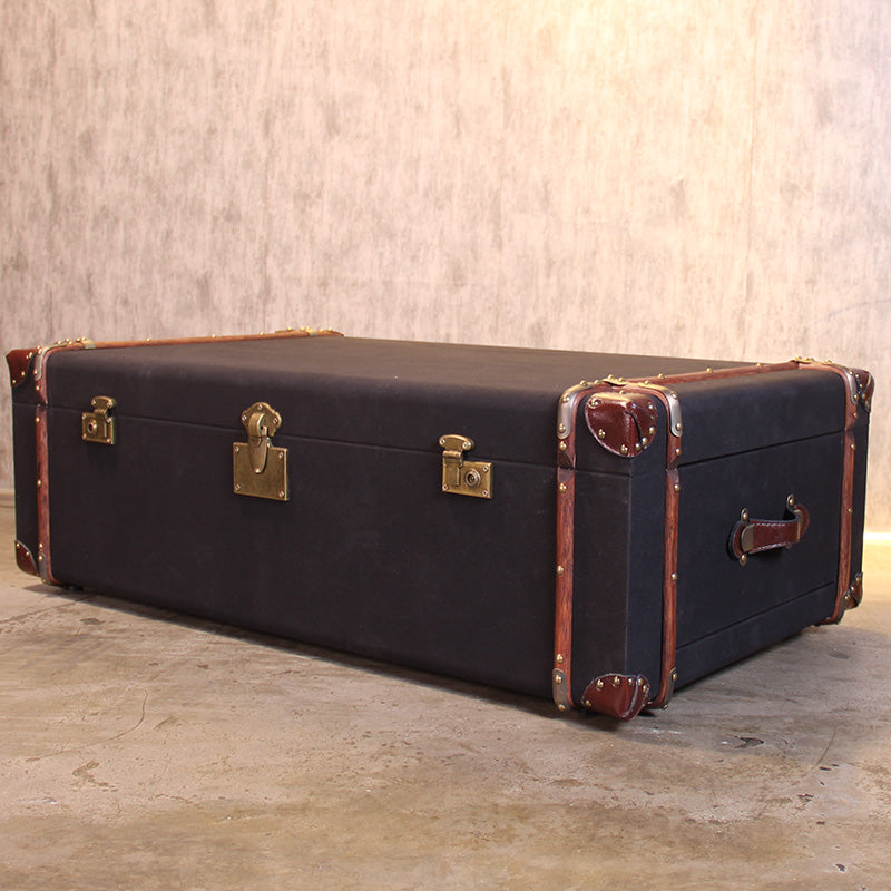 American Aviation Vintage Industrial Leather Coffee Table with 2 Drawers - Delicate Leather