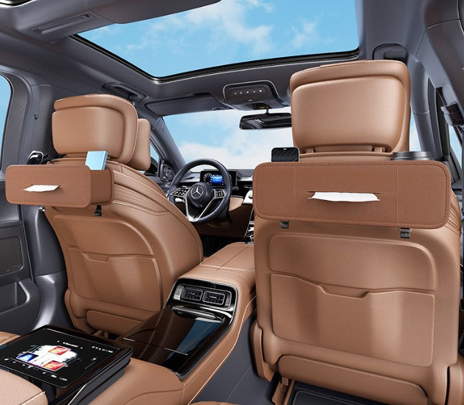 Leather Car Seat Back Insulation Storage Bag - Multi-Pocket Thermal Cooler Travel Car Accessories Organizer, Custom Fit For Your Cars - Delicate Leather