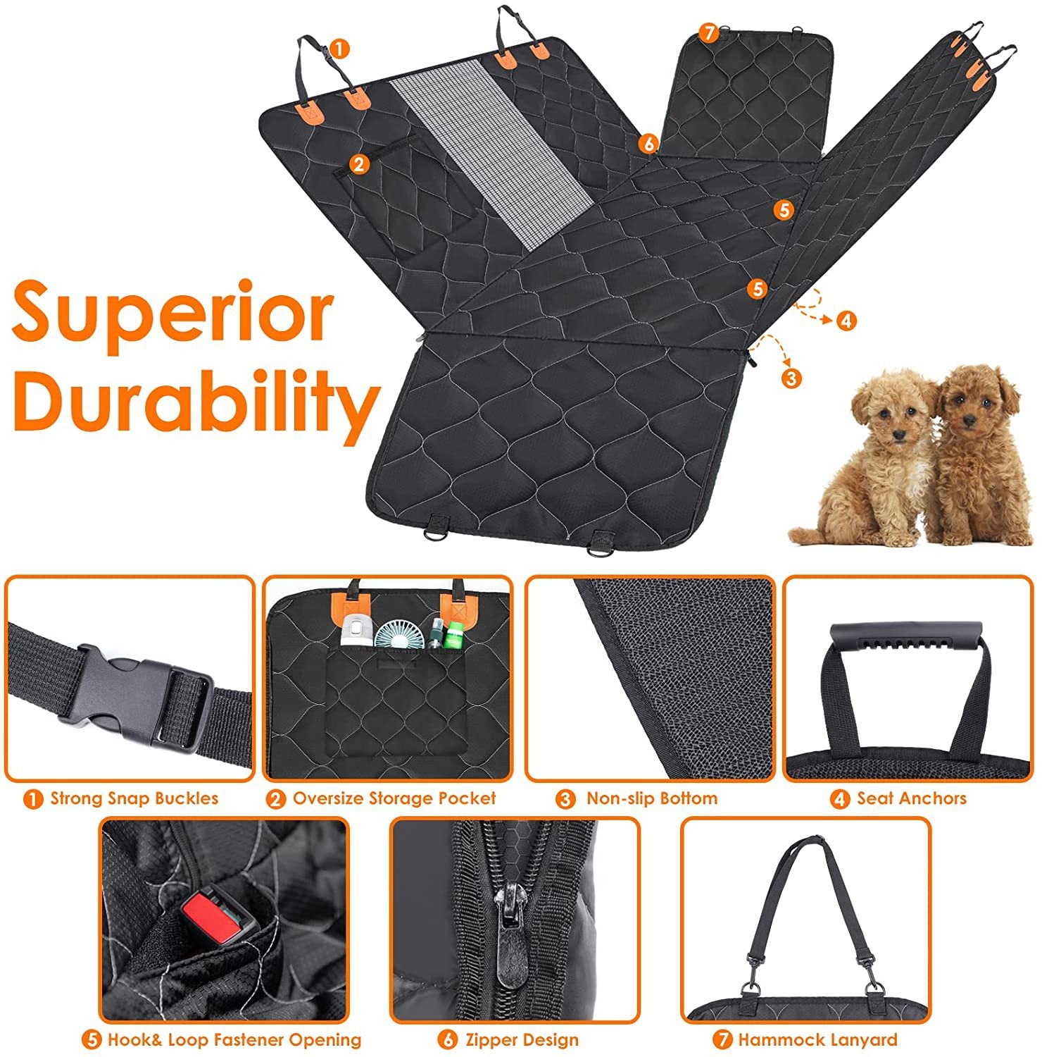 Waterproof Car Pet Mat - Rear Seat Dog Seat Cover - Delicate Leather